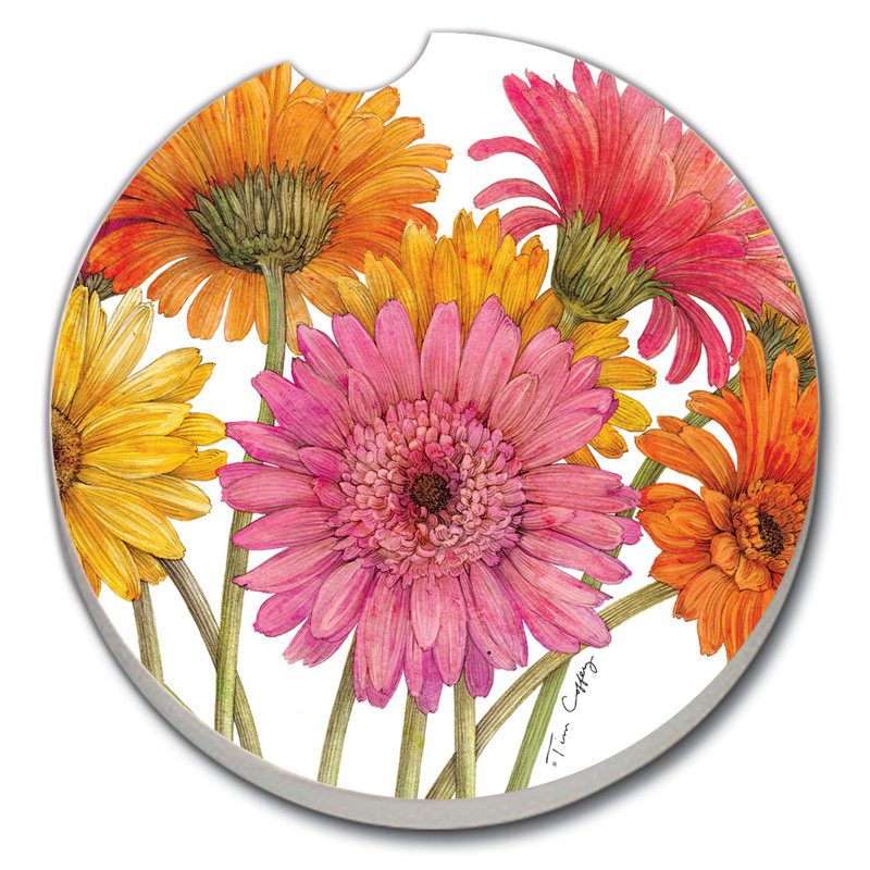 Sous-verre absorbant pierre gerber marguerites voiture