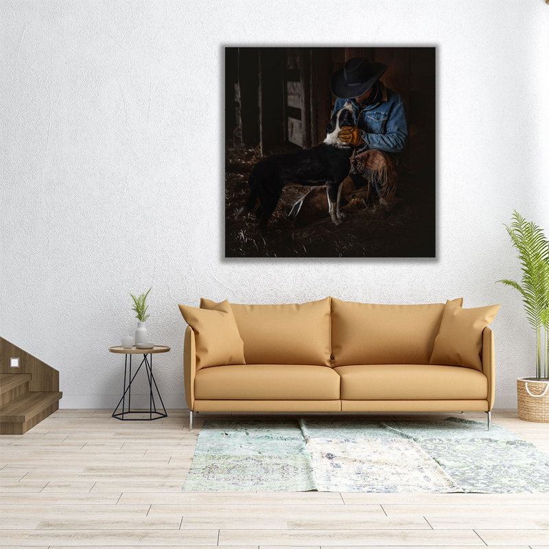 Cowboy's Devotion - reproduction d'art sur toile, H 20 po x l 20 po