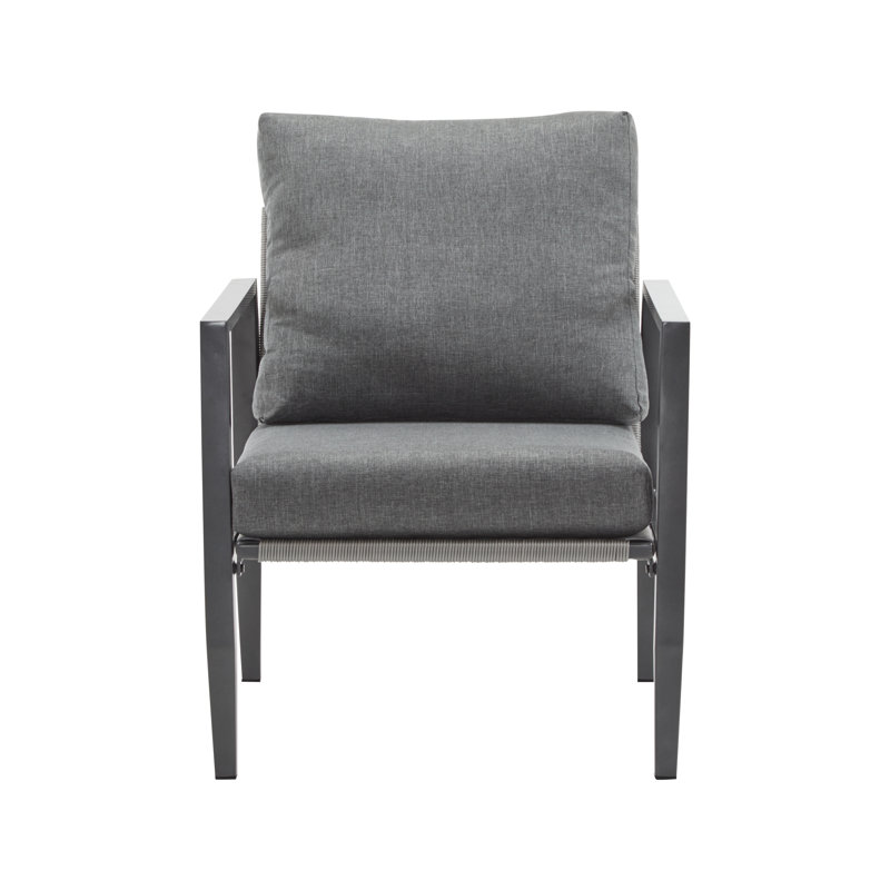 Aluminum Lounge Chair with Sleek Rope Accents and Comfortable Cushions, Perfect for Modern Outdoor and Indoor Spaces