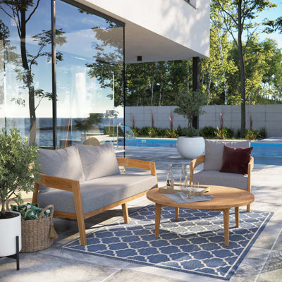 Modway Brisbane 3-Piece Teak Wood Outdoor Patio Outdoor Patio Set