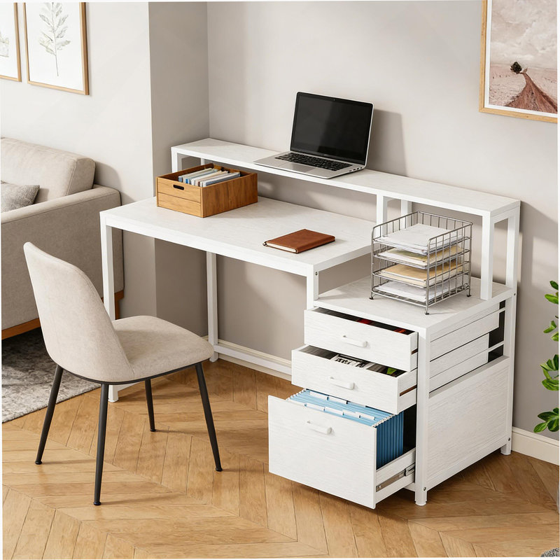 Bureau d'écriture robuste, bureau spacieux, bureau d'ordinateur à deux niveaux