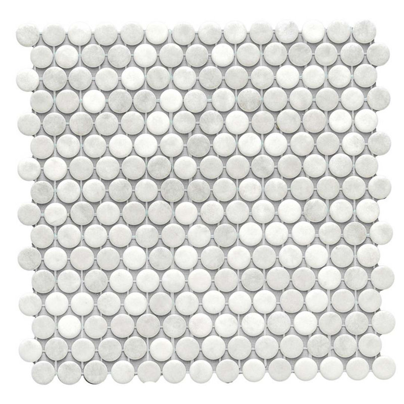 Eterna Penny 12"x12" Recycled Glass Mosaic Tile, Shabby Gray
