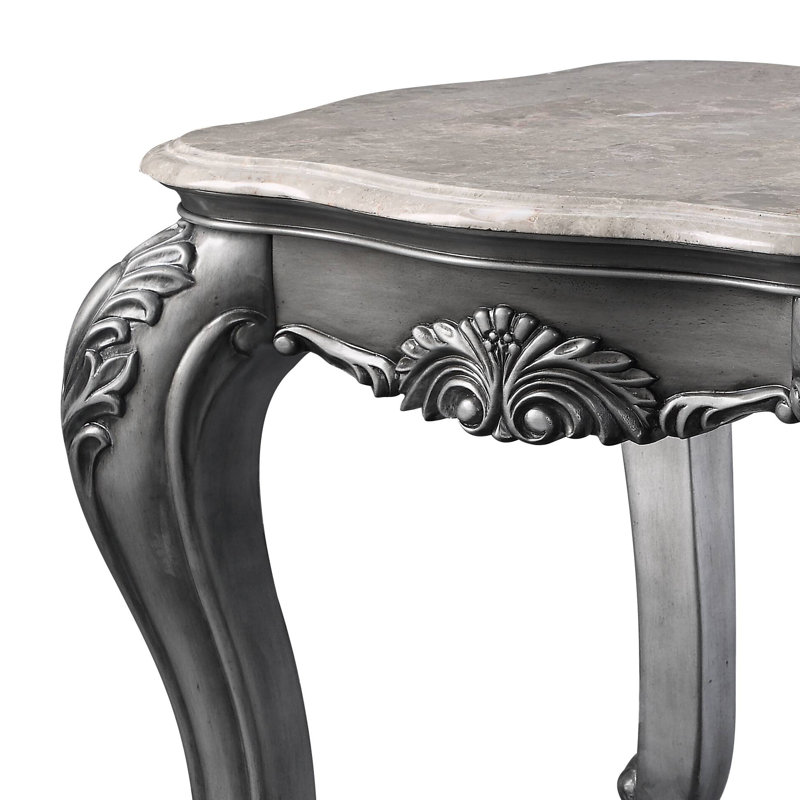 Table de bout, plateau en marbre naturel et platine