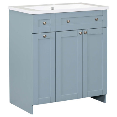 Meuble-lavabo moderne avec lavabo en résine, 2 portes et 1 tiroir Modern