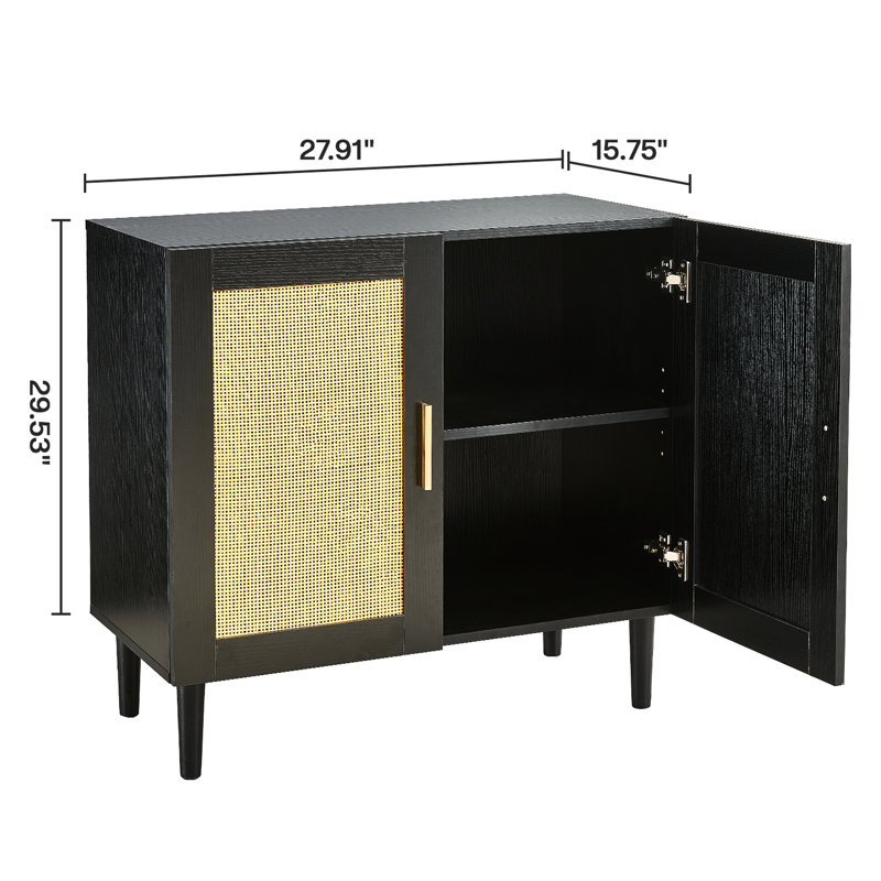 Console élégante avec porte naturelle et étagères polyvalentes avec rangement spacieux