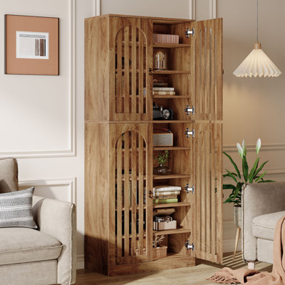 Bibliothèques de 70,86 po de hauteur avec 4 portes et 9 tablettes à tablettes, rangement de ferme et bibliothèque pour le salon et le bureau personnel