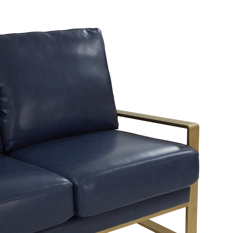 Gratiano three-person sofa, Similicuir bleu marine