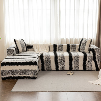 Winter Plush Sofa Slipcover - Thick Velvet Furniture Protector, Pet-Friendly Design,Fits 3+3 Seater Sectional Couch