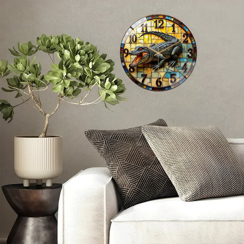 Horloge murale crocodile murale décorative 12 po