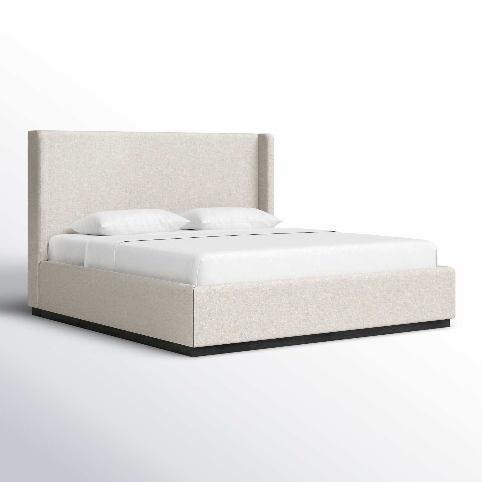 Earby Upholstered Panel Bed, King, Beige Linen Textured Fabric