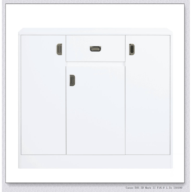 White High Gloss 3-Door Server with Drawer
