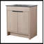 Meuble-lavabo autoportant avec lavabo en céramique noire et 2 portes d'armoire à fermeture en douceur