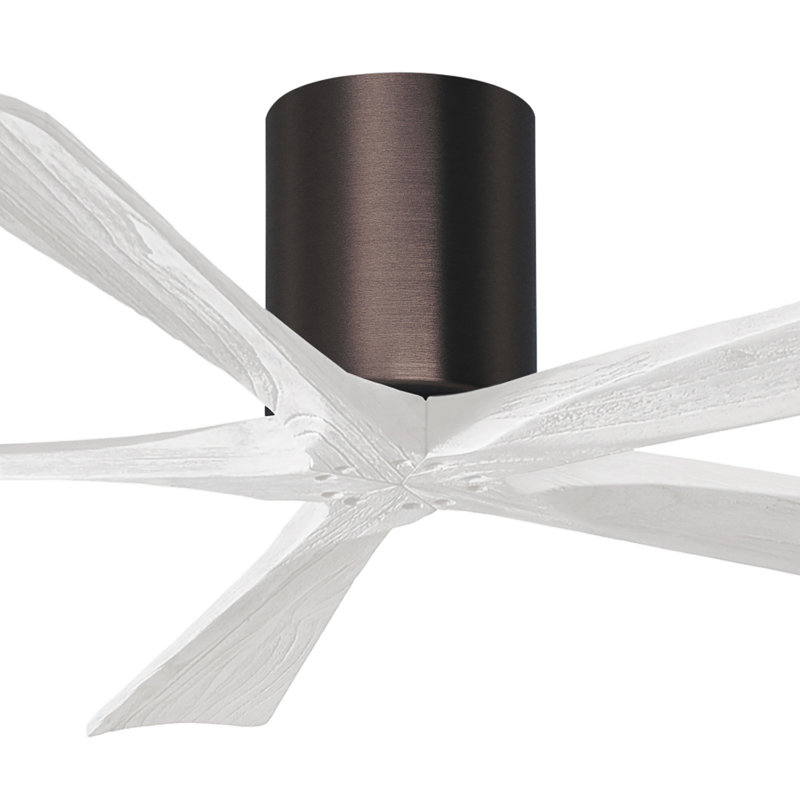 60" Irene 5-Blade Hugger Ceiling Fan with Wall Remote, Brushed Bronze, 60", Matte White