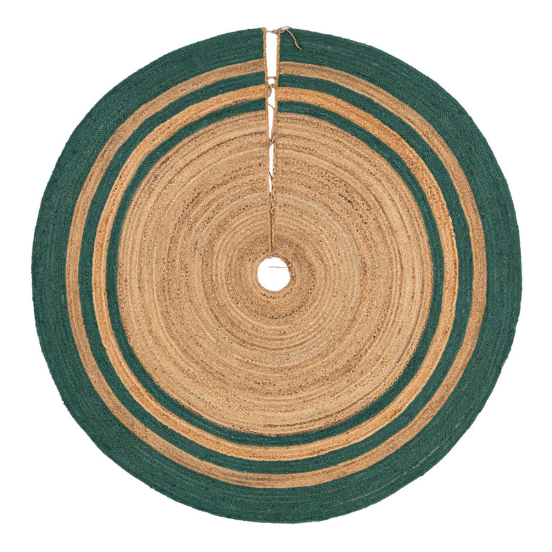 Jupe d'arbre de Noël à tisser Unique, Beige et vert, Rond 7 pi 1 po