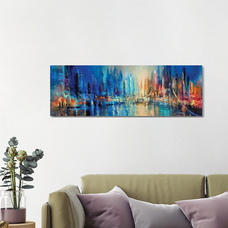 The Town by David Stribbling - Panoramic Painting on Canvas, Wrapped Canvas, 121.92 cm H x 40.64 cm W x 3.175 cm D