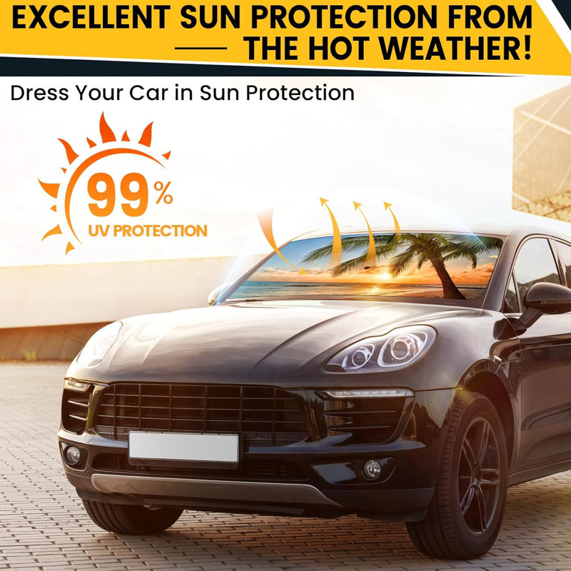 Windshield Sun Shade Umbrella - Foldable Car Sun Shade Windshield For Front Window, Sun Visor For Car Keeps Your Vehicle Cool, For Most Sedans SUV And Trucks(55.2 X 31.5 In)