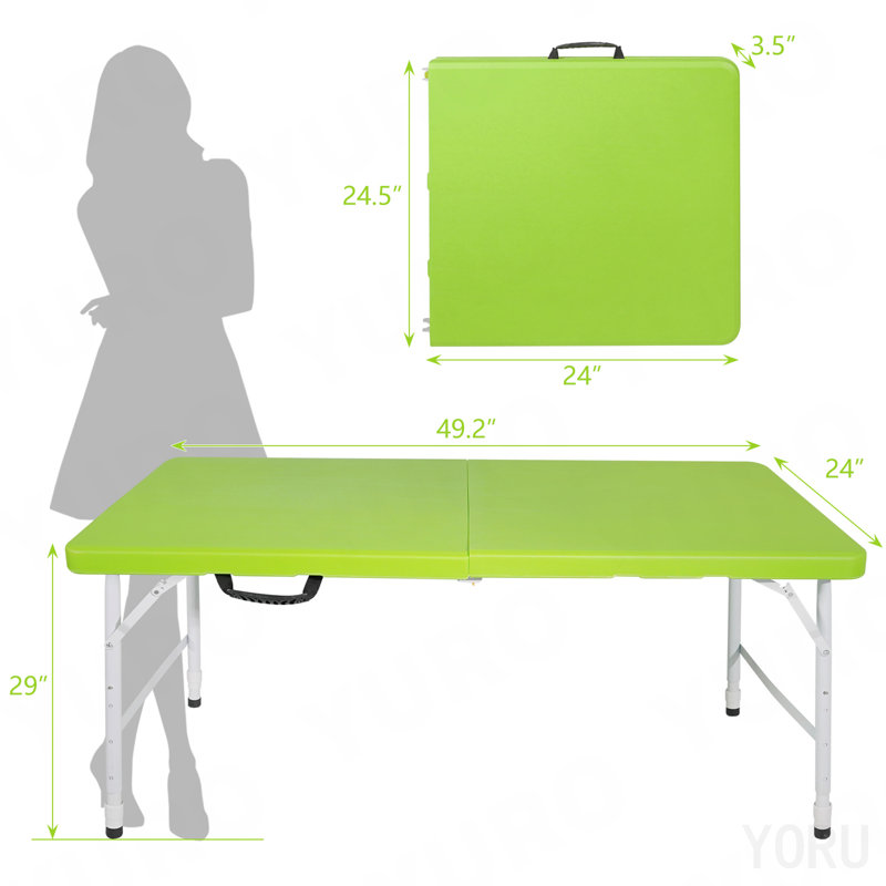 Table pliante portative verte de 4 pi pour un poids maximum de 135 kg pour l'intérieur et l'extérieur