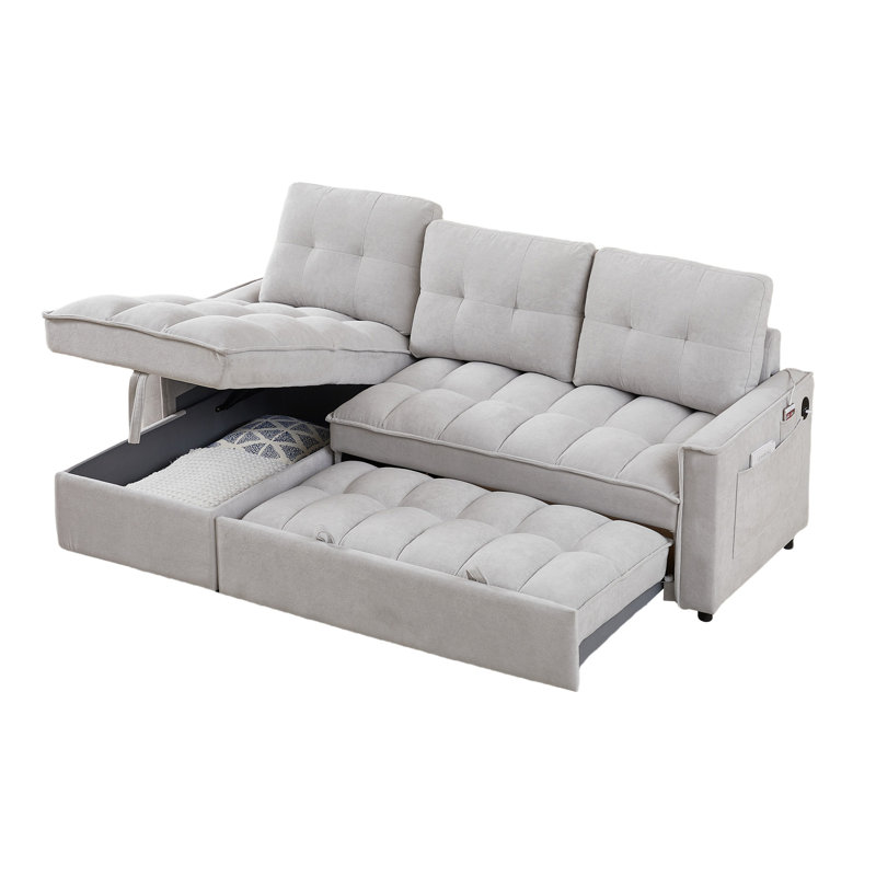 MH 78.75" Reclining Sofa, Light Gray Chenille