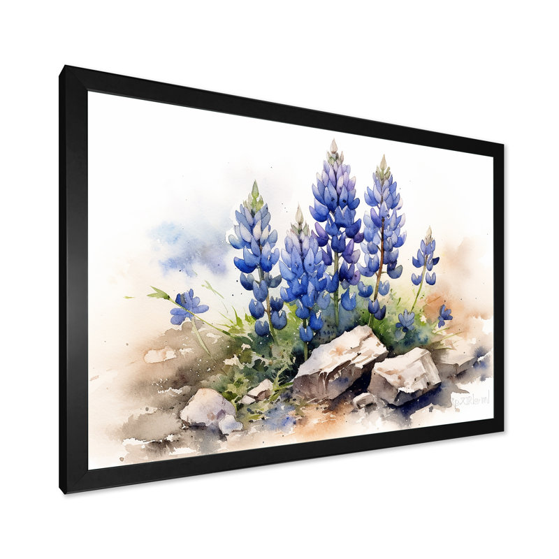 Lavande lys dans les Alpes sur toile, Cadre simple noir, H 24 po x l 32 po x P 1 po