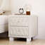 Table de chevet élégante en velours beige avec 2 tiroirs - Table de chevet capitonnée à boutons en cristal pour le rangement dans la chambre à coucher-1812372172
