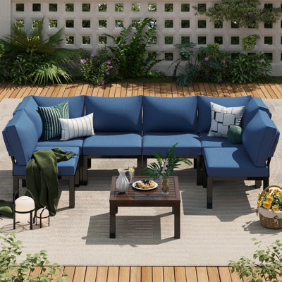 Ensemble de conversation modulaire avec coussins 7 pièces