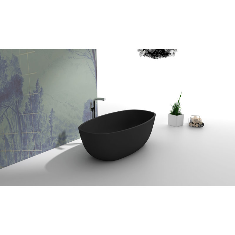 Bethsaida 67'' x 27.5'' Freestanding Soaking Solid Surface Bathtub