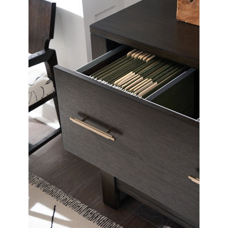 Hewitt 2-Drawer Lateral Filing Cabinet, Dark Walnut/Champagne