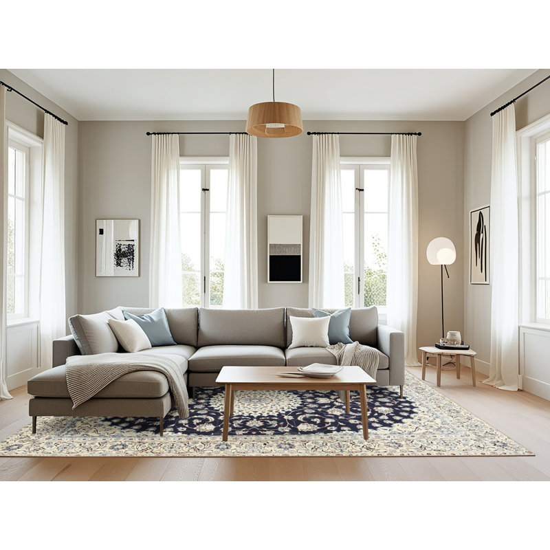 Noir/beige oriental Tapis décoratif, Rectangle 8 pi x 10 pi