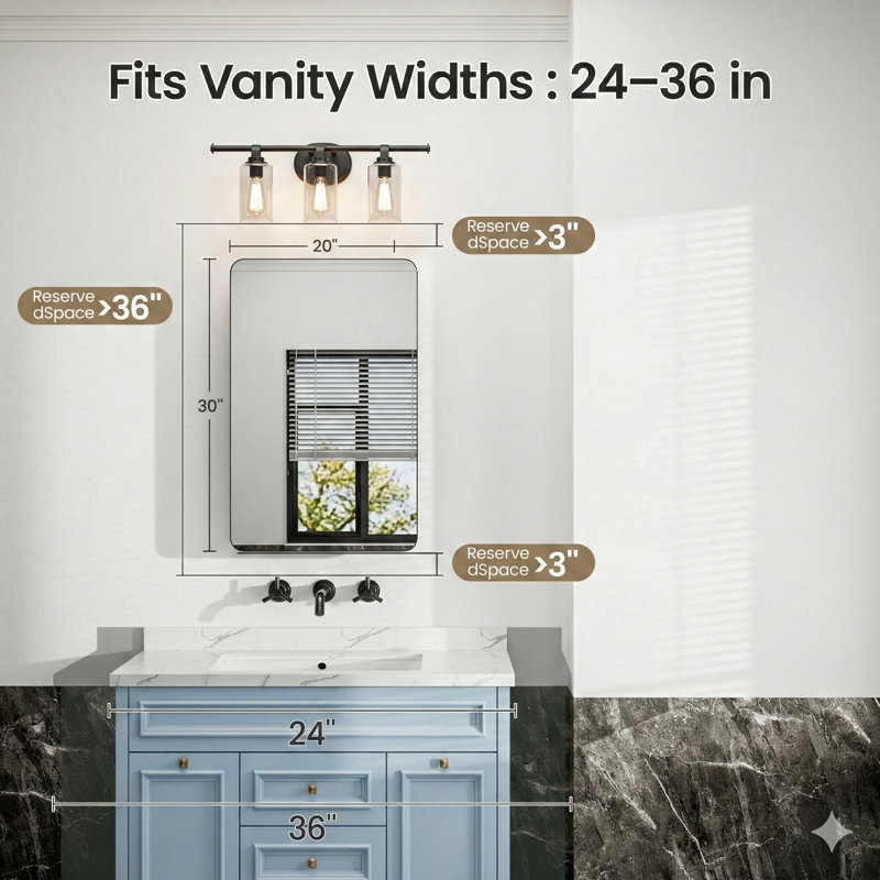 Leiston encastré ou à fixation en surface sans cadre avec miroir et tablettes réglables, 30" H x 20" W x 6" D