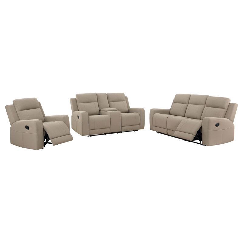Ensemble de canapé inclinable 3 pièces élisabith taupe, Brun, 3 Pieces: Sofa, Chair, Loveseat