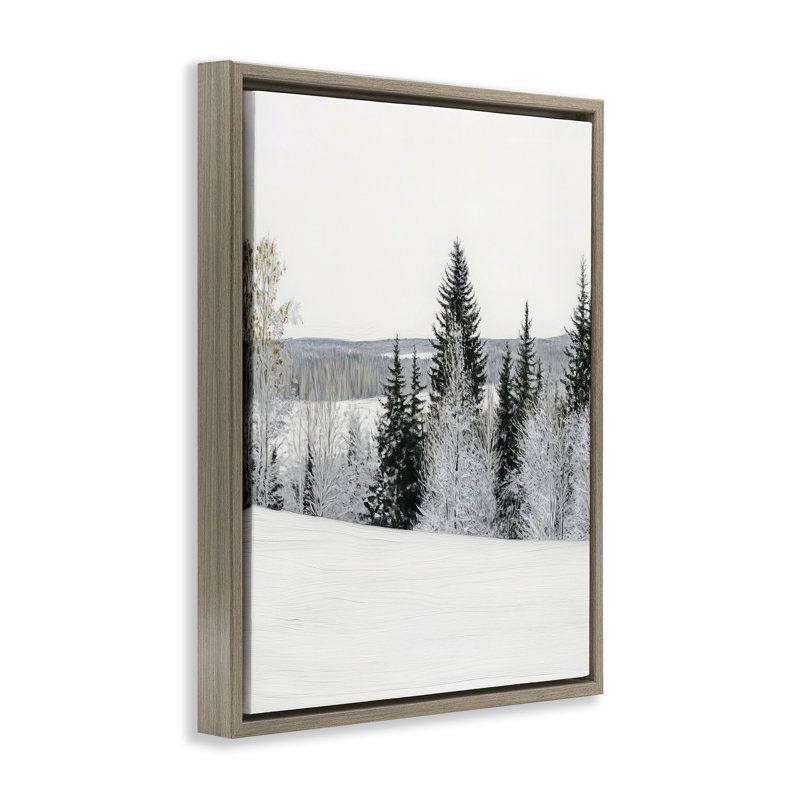 Cadre flottant paysage d'hiver enneigé, design par Arlington Prints, Cadre flottant orme Montalcino, H 31 po x l 25 po