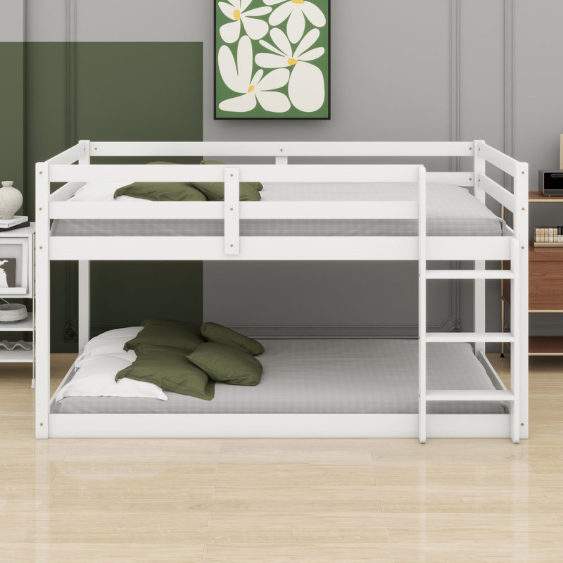 Lit superposé en bois avec échelle, Blanc