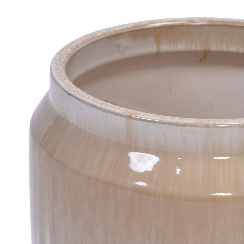 Gradient White Brown Ceramic Planters Of 2, Suitable For Windowsill Display, Frost - Proof And Heat Flowerpots Patio Windowsill,