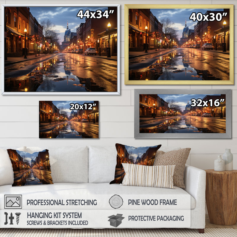 Nashville, ville de nuit, Cadre photo noir, H 30 po x l 40 po x P 1,5 po