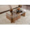 Table basse moderne avec plateau 100% verre trempé, couleur pin atlantique, 41,3 po x 11,8 po x 25,6 po | Structure robuste en panneau de particules enduit 100% mélamine, design élégant et fonctionnel pour les espaces de salon et de détente