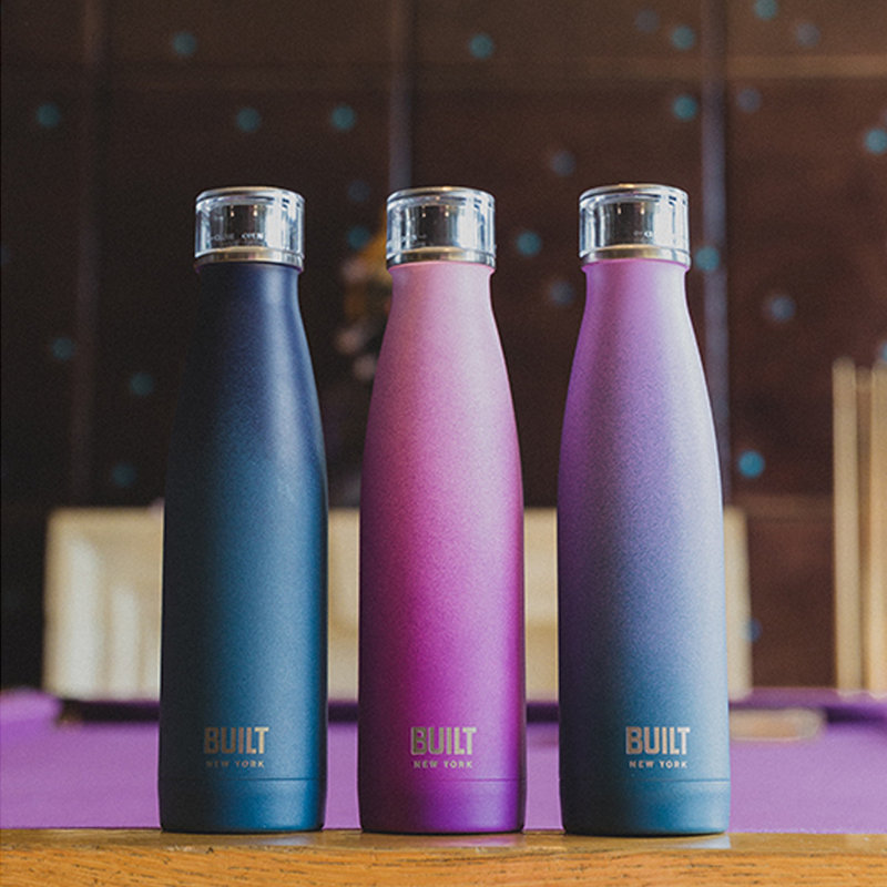 Built Perfect Seal 500ml Stainless Steel Water Bottle, Pink/Purple