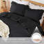 Ensemble de couette à volants Suncomfy, format Queen, 3 pièces, style shabby chic, noir, 229 x 229 cm, couette à volants double épaisseur, douce et légère pour un confort optimal en toute saison.-137129356-137129358