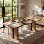 Table de salle à manger moderne en chêne clair de 86,6 po de largeur avec double piétement