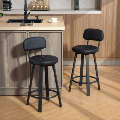 Ensemble de 2 tabourets de bar, hauteur de comptoir pivotant, noir