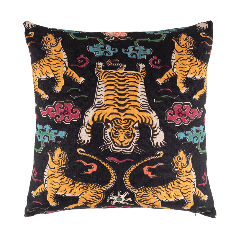 Housse et insert de coussin carré Tiger Land, Noir