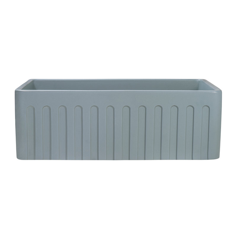 Fiamma 33" L x 20" W Farmhouse Kitchen Sink with Sink Grid and Drain Assembly, Horizon Gray