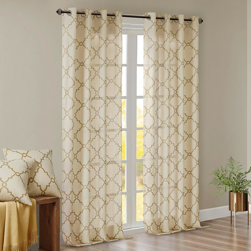 Panneau de rideau à œillets Frwork, Beige/or, L 50,06 po x L 95,04 po