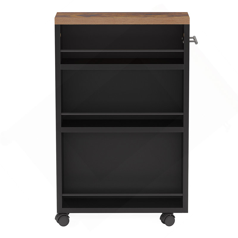 20-Inch Slim 4-Tier Rolling Utility Cart with Wheels, Narrow Kitchen and Bathroom Storage Organizer, Mobile Shelving Unit for Small Spaces