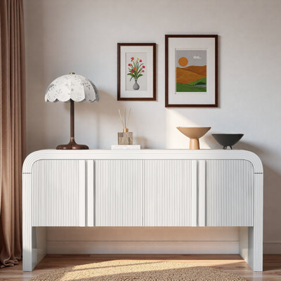 Console avec 4 portes ondulées et tablettes réglables