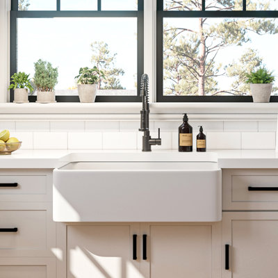 KDKSC 33 Inch Farmhouse Sink Fireclay Kitchen Sinks White Rectangular Large Single Bowl Undermount Kitchen Sink With Drainboard & Strainer