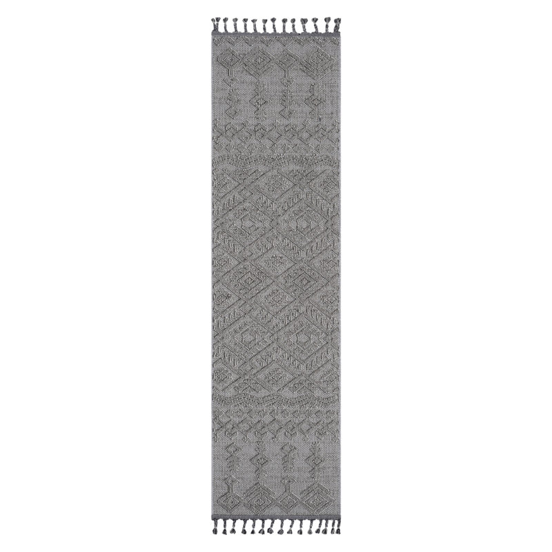 NAAR Guros Collection 2X8 White / White / Traditional Indoor / Outdoor Runner Rug, Runner 2'2" x 8'