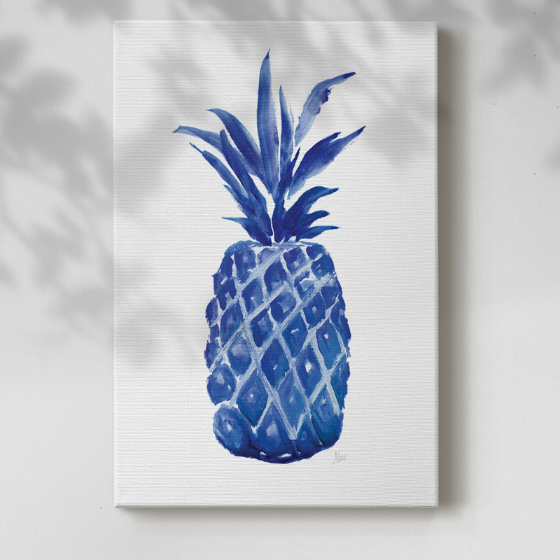 Ananas indigo - Cavas enveloppés de galerie, H 27 po x l 18 po