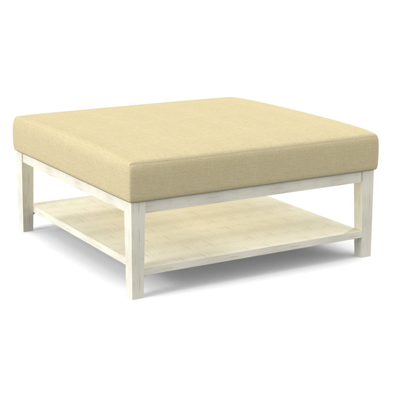 Hammond Square Ottoman, Antique Frost White Finish, White Performance Fabric; 0851-94