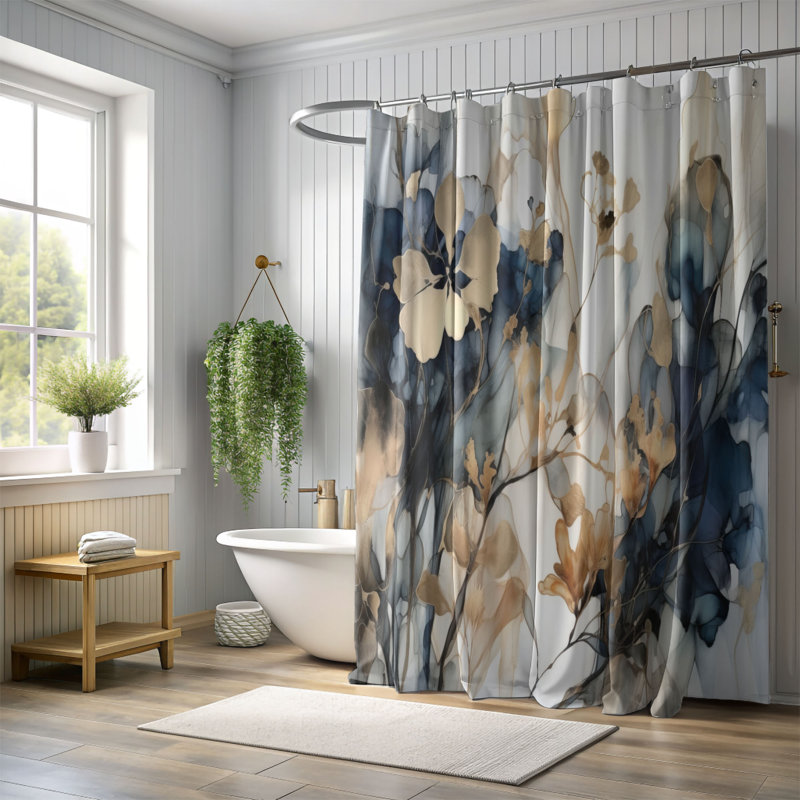 Abstract Shower Curtain, 74"H x 71"W