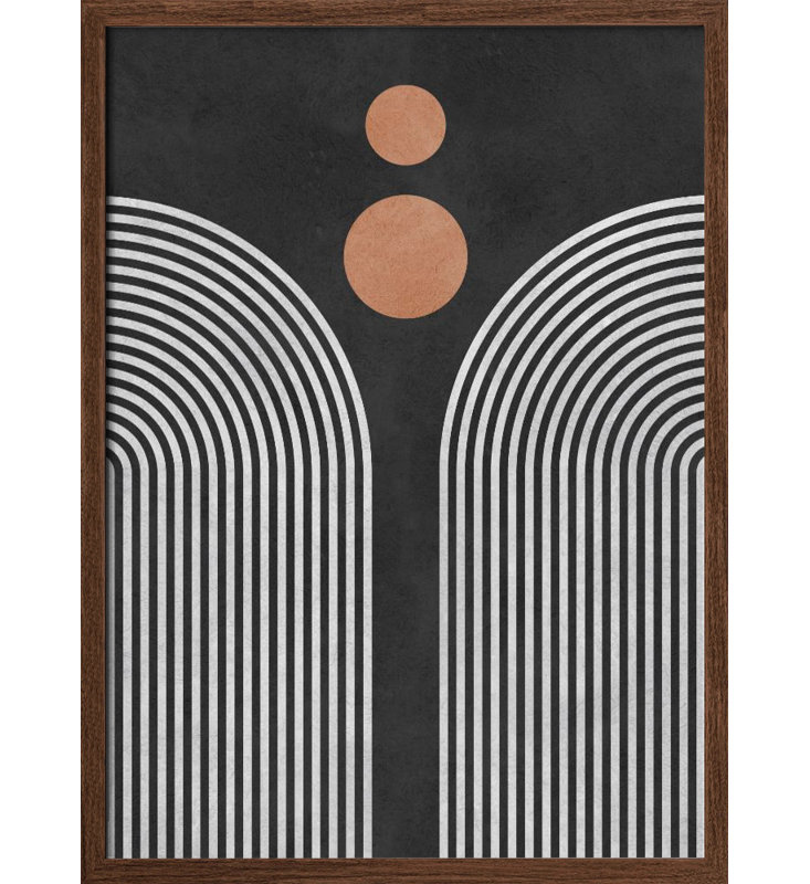 "Circles 3", art mural texturé encadré, Encadrement brun, H 24 po x l 18 po